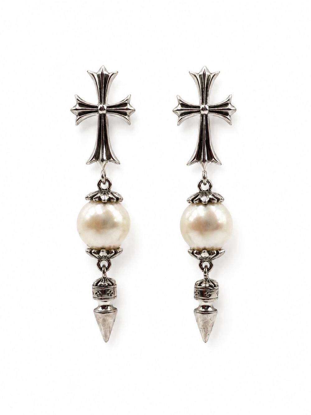 #E67 Gothic Cathedral Pearl Drop Earrings